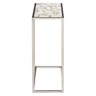 Vita White And Silver Agate Side Table
