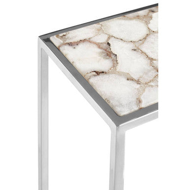 Vita White And Silver Agate Side Table