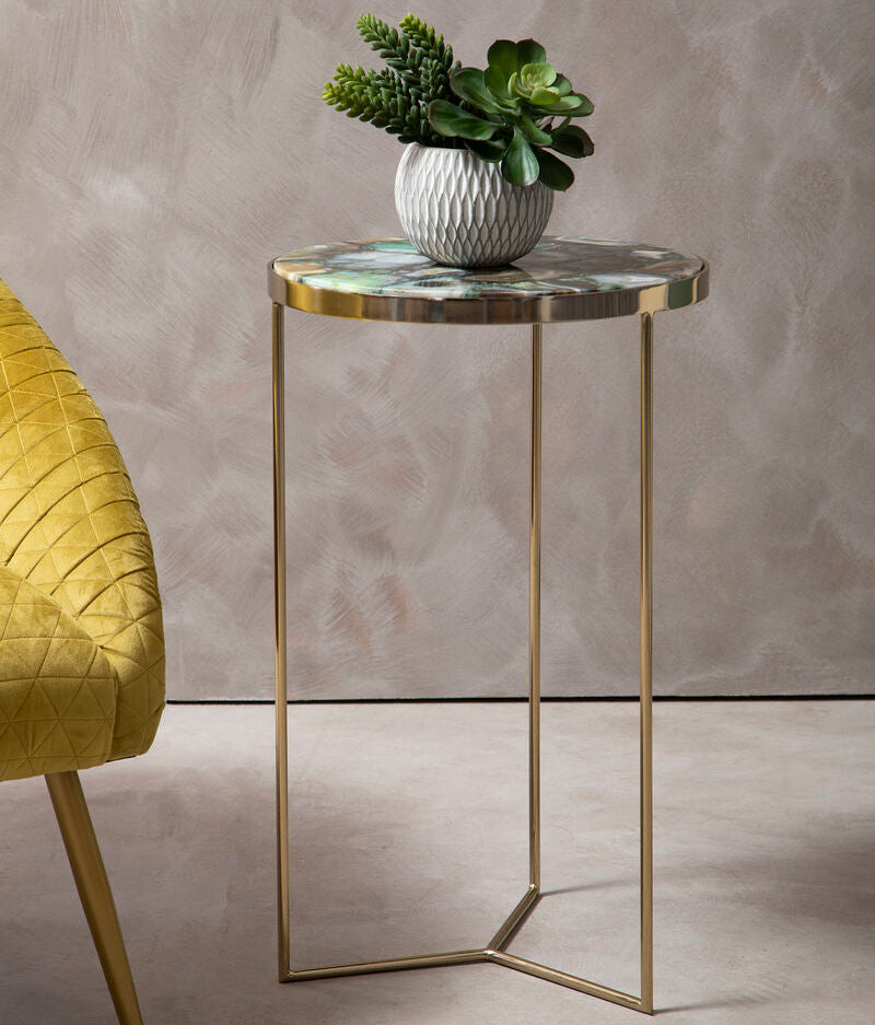 Vita Green Agate Round Side Table