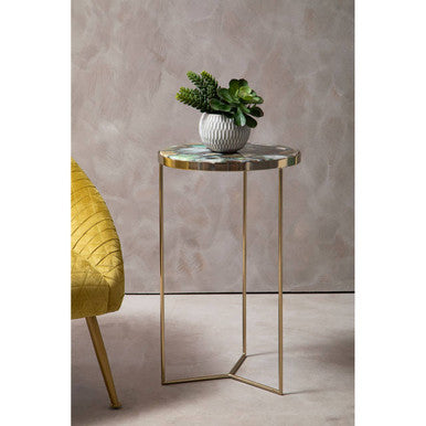 Vita Green Agate Round Side Table