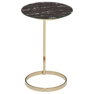 Oria End Table With Black Marble Effect Glass Top