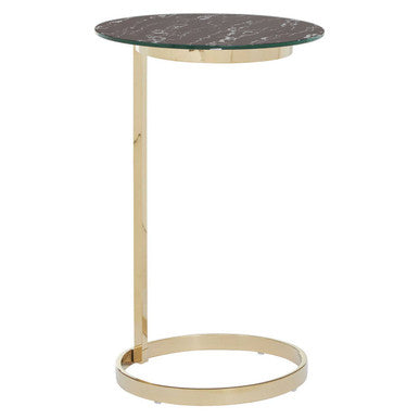 Oria End Table With Black Marble Effect Glass Top