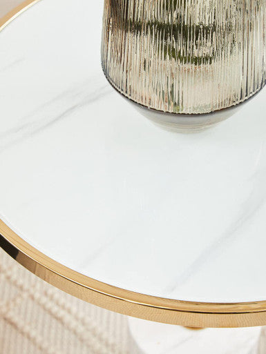 Oria White Marble End Table