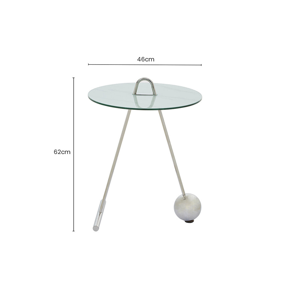 White Marble Effect Glass Top Round End Table, Oria