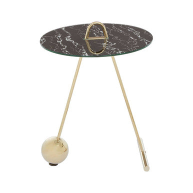 Oria Black Marble Effect Top End Table