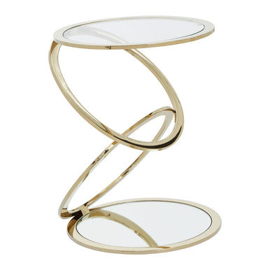 Oria Clear Glass End Table With Warm Metallic Frame