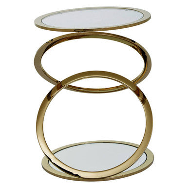 Oria Clear Glass End Table With Warm Metallic Frame