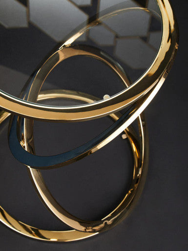 Oria Clear Glass End Table With Warm Metallic Frame