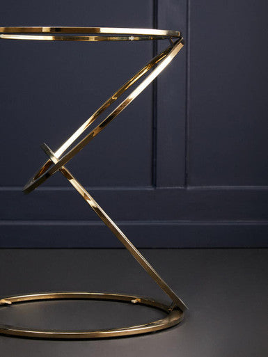 Oria Clear Glass End Table With Warm Metallic Frame