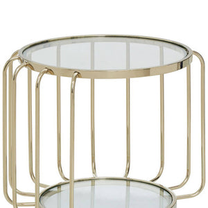 Oria Warm Metallic Side Table With Glass Top