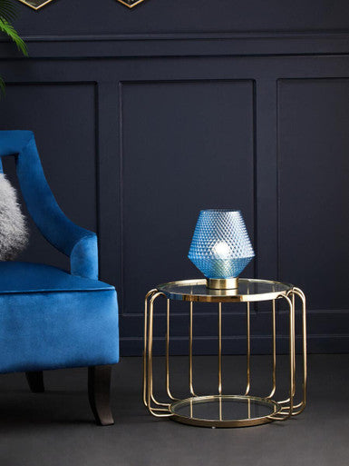 Oria Warm Metallic Side Table With Glass Top