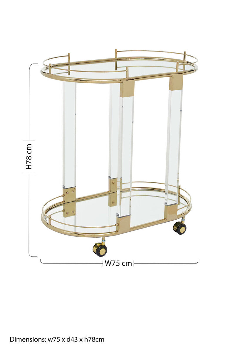 Oria Drinks Trolley With Warm Gold Metallic Frame