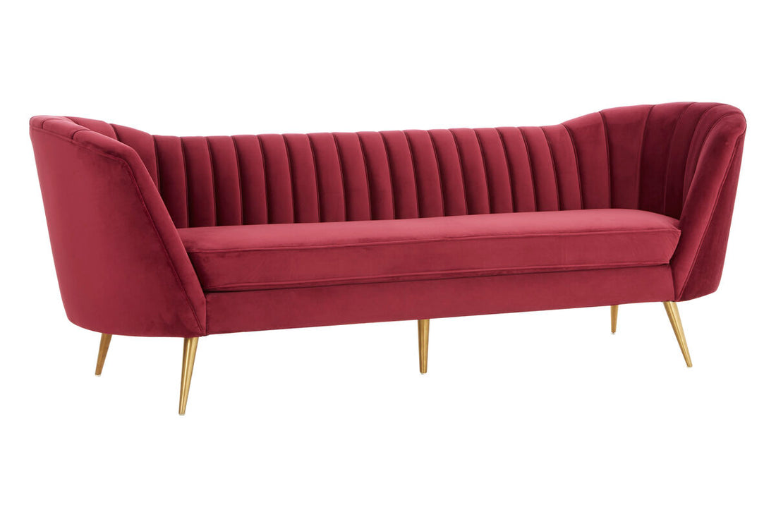 Binky 3 Seat Wine Velvet Sofa