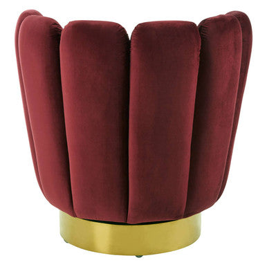 Beauly Wine Velvet Scalloped Swivel Accent Chair