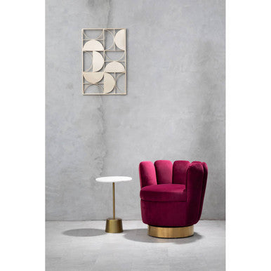 Beauly Wine Velvet Scalloped Swivel Accent Chair