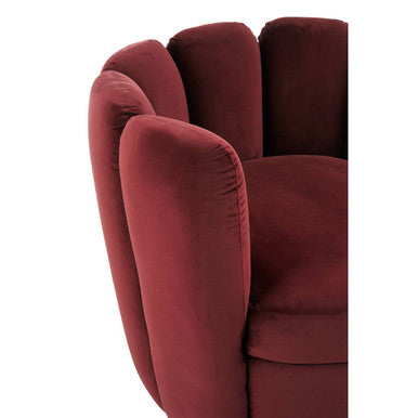 Beauly Wine Velvet Scalloped Swivel Accent Chair