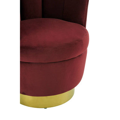 Beauly Wine Velvet Scalloped Swivel Accent Chair