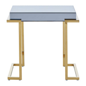 Kaso Grey Mirrored and Gold Finish Side Table