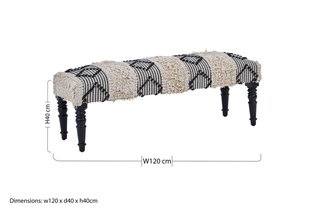 Cefena Black And White Moroccan Bench