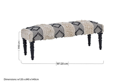 Cefena Black And White Moroccan Bench