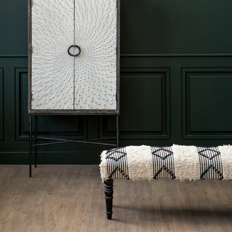 Cefena Black And White Moroccan Bench