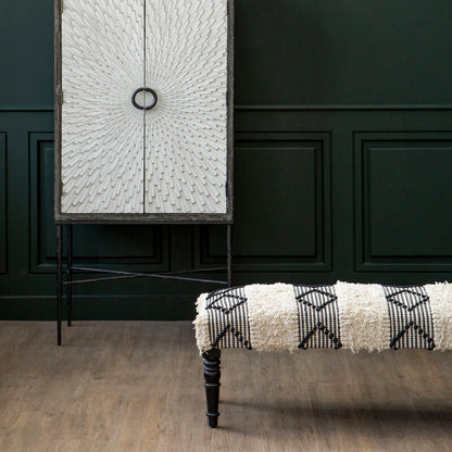 Cefena Black And White Moroccan Bench