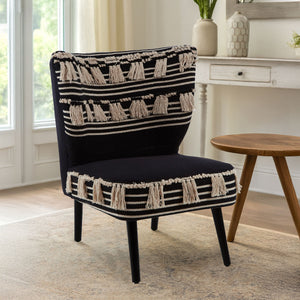 Cefena Black and White Textured Fabric Chair