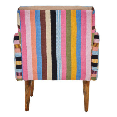 Cefena Multi Coloured Fabric Chair With Mango Wood Legs