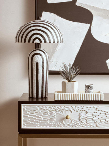 Dumas Black and White Console Table with Drawers