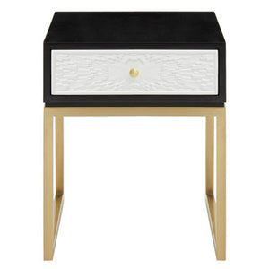Dumas Black and White One Drawer Side Table