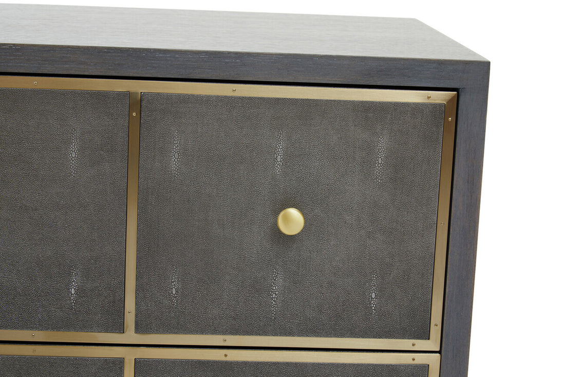 Deskey Grey Shagreen Effect Four Drawer Console Table