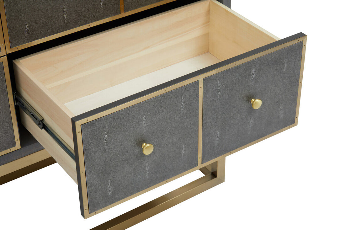 Deskey Grey Shagreen Effect Four Drawer Console Table