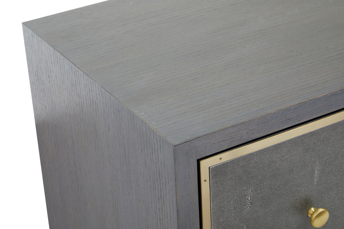 Deskey Grey Shagreen Effect Four Drawer Console Table