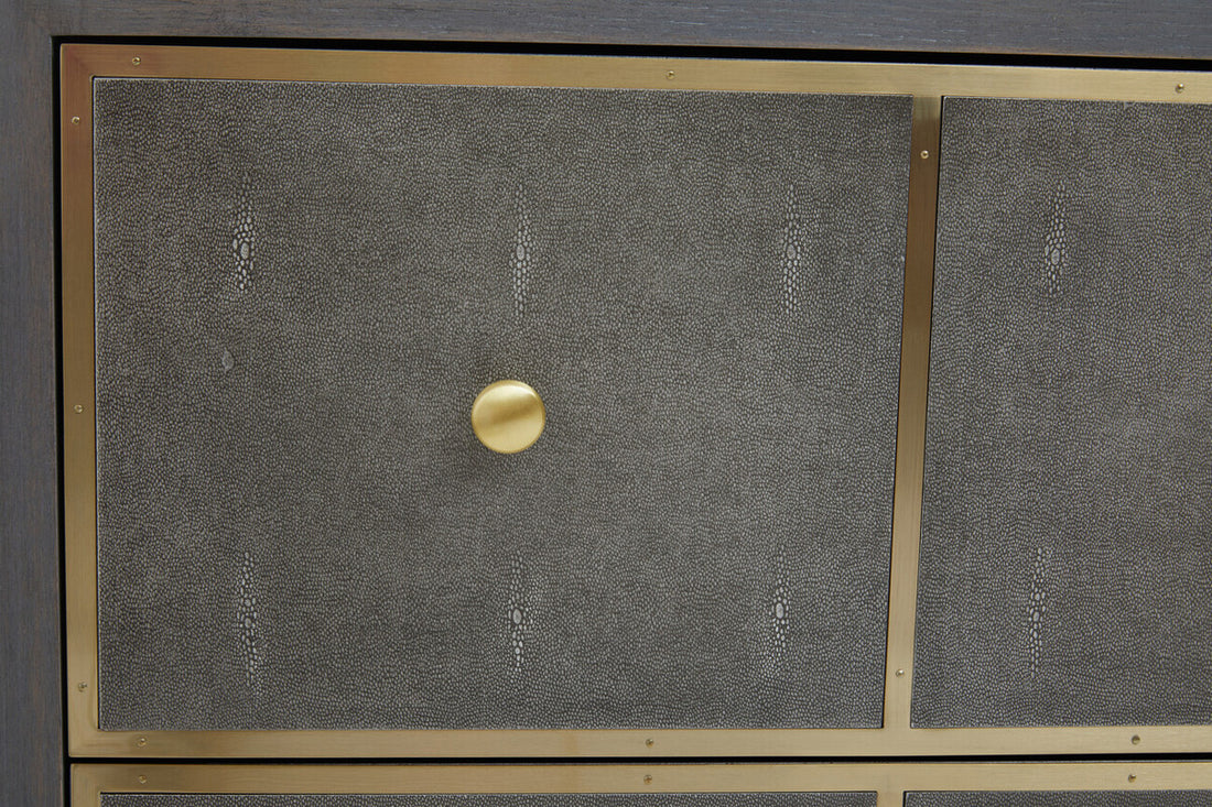 Deskey Grey Shagreen Effect Four Drawer Console Table