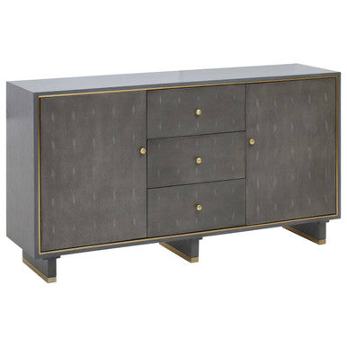 Deskey Grey Shagreen Effect Three Drawer Sideboard
