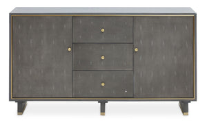 Deskey Grey Shagreen Effect Three Drawer Sideboard