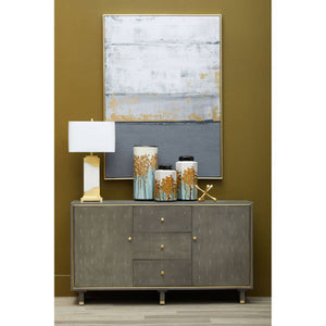 Deskey Grey Shagreen Effect Three Drawer Sideboard