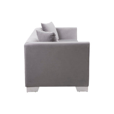 3 Seater Grey Velvet Sofa, Rashika - Image 5