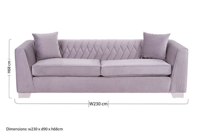 3 Seater Grey Velvet Sofa, Rashika - Image 11