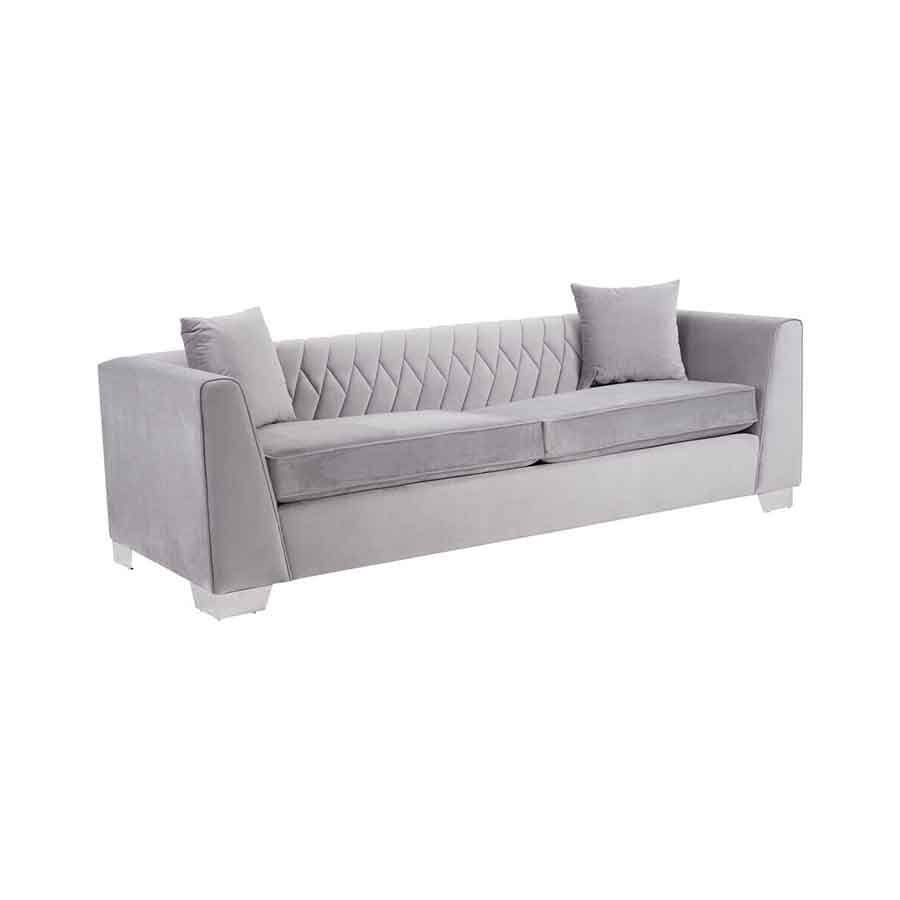 Rashika 3 Seat Grey Velvet Sofa