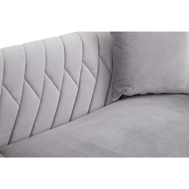 3 Seater Grey Velvet Sofa, Rashika - Image 9