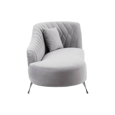 Rene Grey Velvet Right Hand Chaise Longue