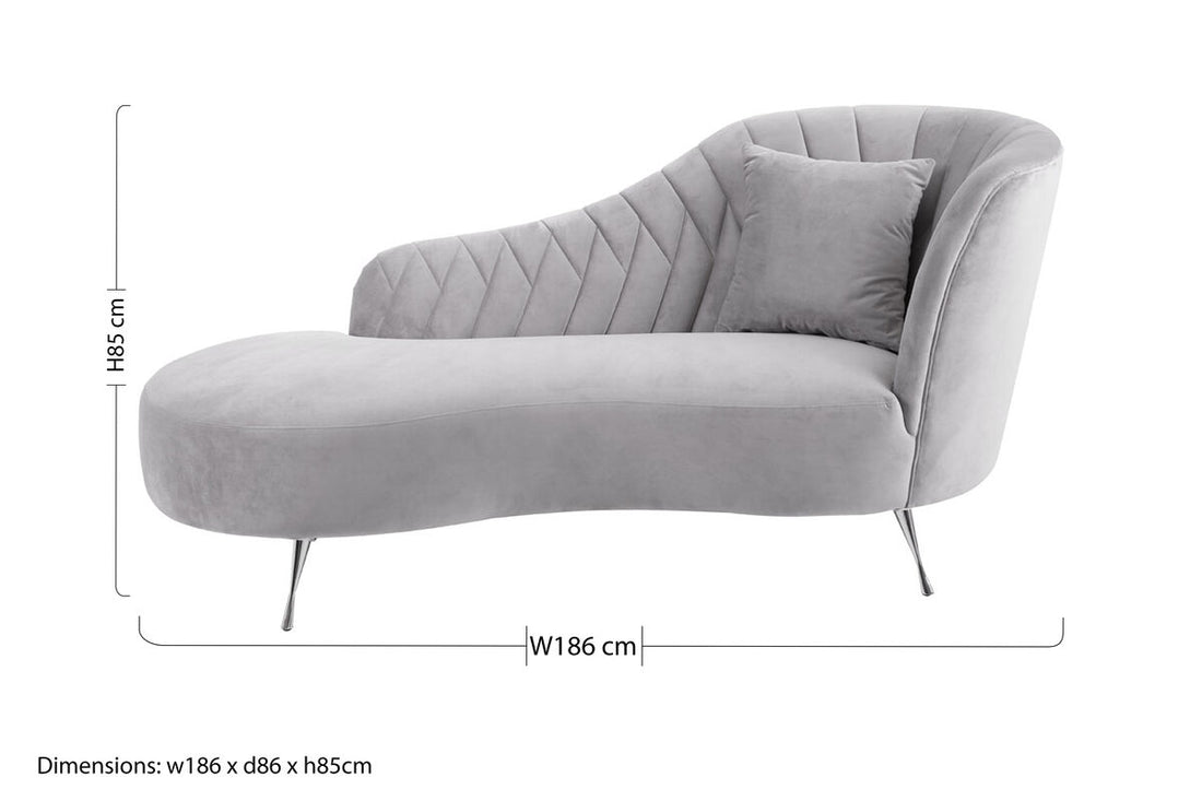 Rene Grey Velvet Right Hand Chaise Longue - Image 10