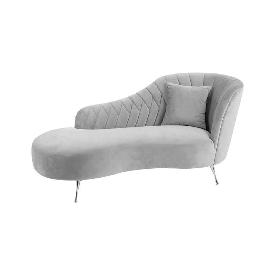 Rene Grey Velvet Right Hand Chaise Longue