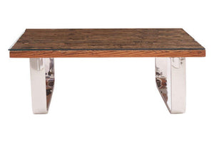 Kerala Natural Recycled Wood Coffee Table with Curved Legs