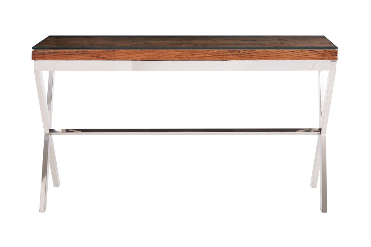 Kerala Natural Console Table With Cross Base