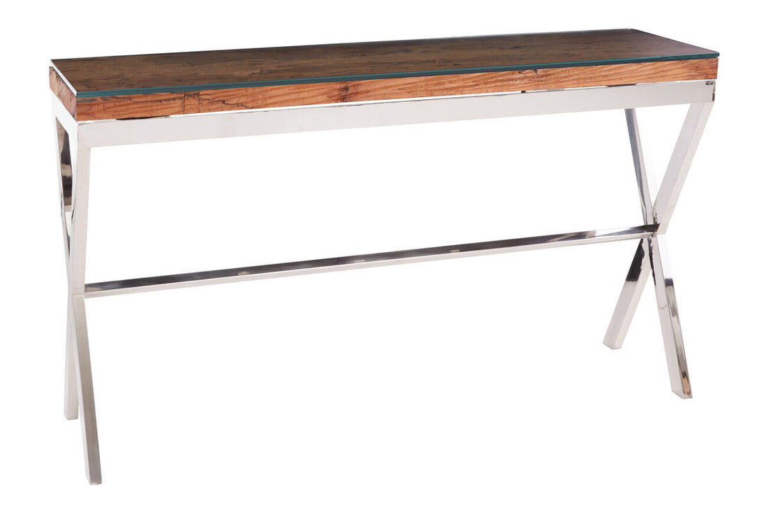 Kerala Natural Console Table With Cross Base