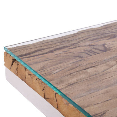 Kerala Natural Top Side Table With Cross Base