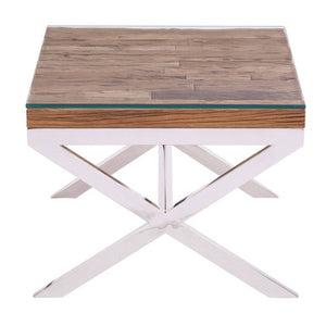 Kerala Natural Top End Table With Cross Base