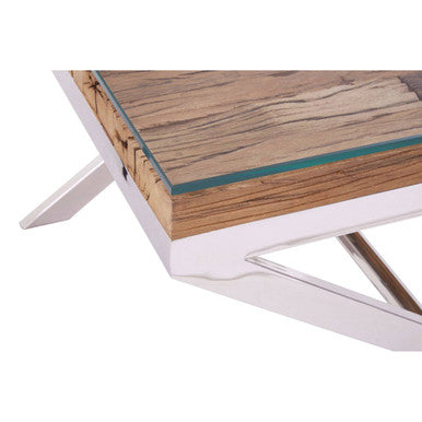 Kerala Natural Top End Table With Cross Base